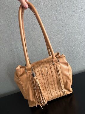 STS ranchwear Tan Leather Tassel Shoulder Bag